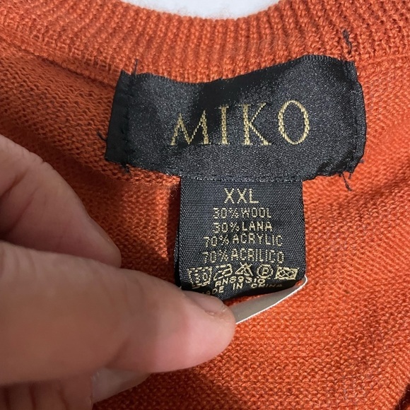 MIKO Mens V Neck Wool Blend Sweater, Rust, size XXL - Picture 4 of 5